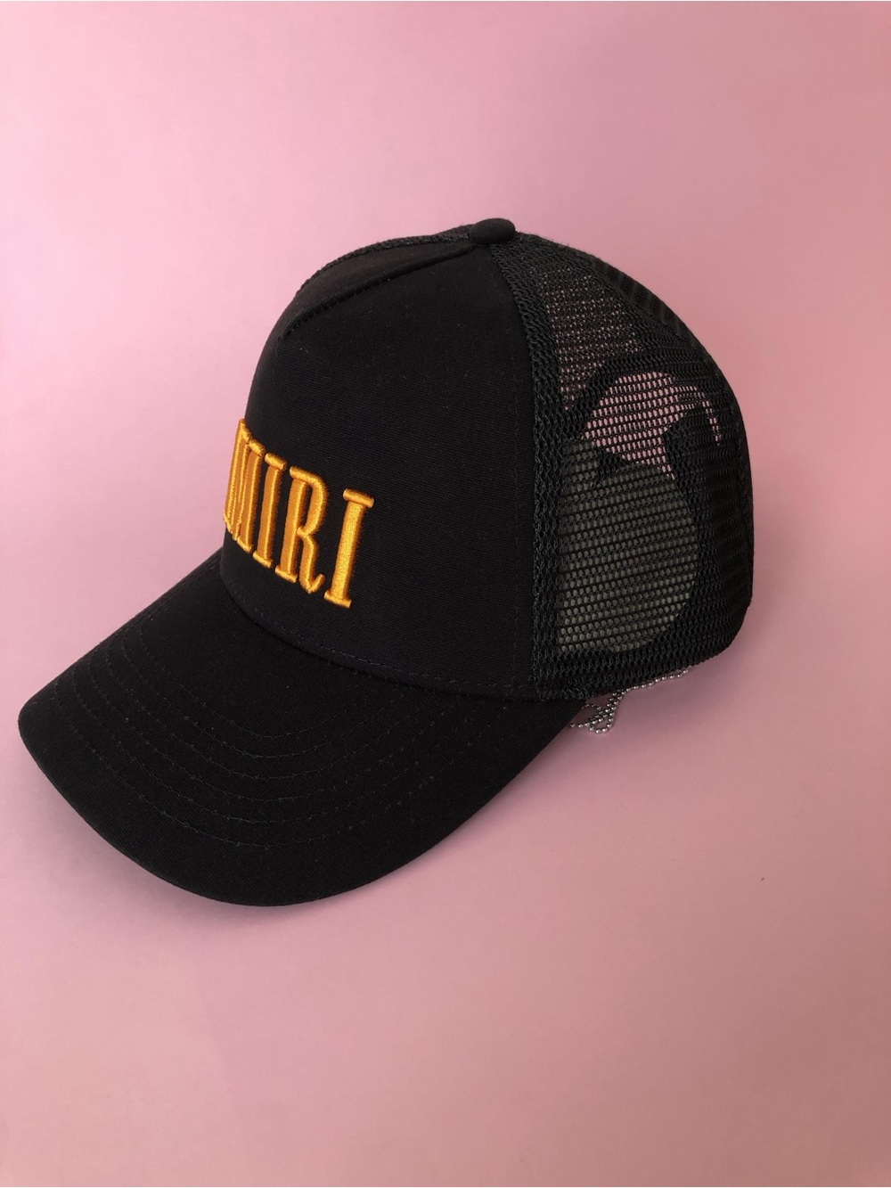 AMIRI Orange Embroidered Logo Baseball Cap Men's Trucker Sun Hat - Picture 4 of 12